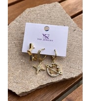 YSX Jewelry Yıldız Detaylı Üçlü Küpe Seti