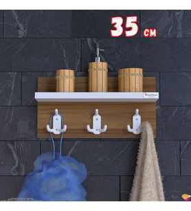 Modilayn Kedi Serisi 3’lü Banyo Raflı Askısı Seti: 31,4x18 cm, 9 Kancalı Düzenleyici, Yer Tasarrufu.