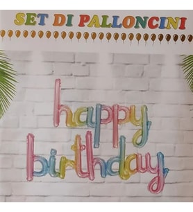Macaron El Yazı Happy Birthday Folyo Balon Set