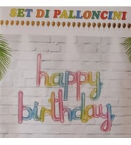 Macaron El Yazı Happy Birthday Folyo Balon Set
