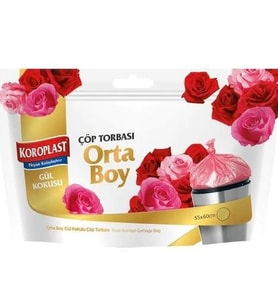 Koroplast Gül Kokulu Orta Boy Çöp Torbası 15'li Pembe 55 x 60 CM