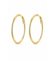 Xuping 14 Ayar Altın Kaplama Büyük Halka Küpe – Minimal Gold Hoop 3,2 cm