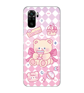 Xiaomi Redmi Note 10 / Note 10S Uyumlu Happy Bear Tasarımlı Şeffaf Telefon Kılıfı