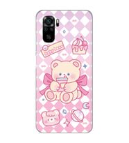 Xiaomi Redmi Note 10 / Note 10S Uyumlu Happy Bear Tasarımlı Şeffaf Telefon Kılıfı
