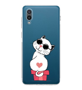 Samsung Galaxy A02  Kamera Korumalı  Kapak Cool Cat Tasarımlı  Şeffaf Kılıf
