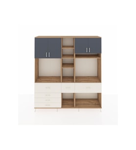 Hyperion Dolap 11 Raflı 6 Çekmeceli 4 Kapaklı 220x44x243 Çam-Antrasit/Aytaşı