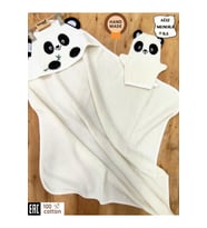 %100 Pamuklu & Başlıklı Bebek Banyo Havlusu - Panda Nakışlı & Keseli Havlu Seti - Yumuşak & Su Emici (Standart)