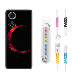Huawei Nova Y70 Y90 Nova 9 SE  Kılıf Kablo Koruma Spiral Silikon Red Moons 1747