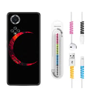 Huawei Nova Y70 Y90 Nova 9 SE  Kılıf Kablo Koruma Spiral Silikon Red Moons 1747