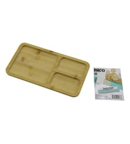DİKDÖRTGEN 3 BÖLMELİ=2+1 AHŞAP BAMBU SERVİS SUNUM TEPSİ - TAHTASI 24.8 X 13.8 X 1.4CM (5680)