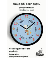 İsme Özel Uçurtma Uçuran Geyik Çocuk Odası Duvar Saati Orta Boy 30 cm Siyah Camlı Sessiz