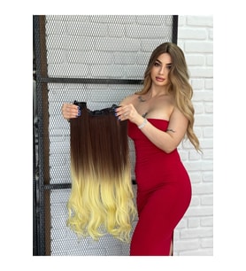 PerukAvm Luxury Geniş Dalgalı Yarımay+2 Yan Çıtçıt Ombreli Renk