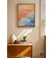 Pastel Bulut Soyut, Ahşap Çerçeveli Duvar Tablosu - Modern Ev Dekorasyonu