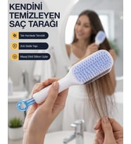 Kendini Temizleyen Ergonomik Saç Tarağı - Abs Gövde, Silikon Diş