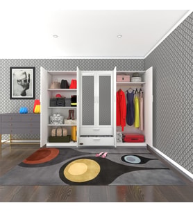 Kenzlife gardırop 6 kapılı çekmeceli begonvil240 byz aynalı kapaklı gardolap dolap (Karışık)