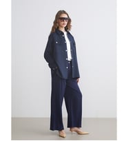 LCW Modest Lacivert Loose Fit Geniş Paça Kadın Pileli Pantolon
