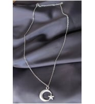 Ay Yıldız Unisex Kolye (Gümüş)