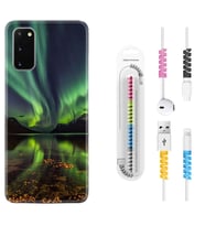 Samsung A02S A03S A10 A12 A13 A21S A22 Kılıf Kablo Koruma Spiral Silikon Kuzey Işıkları 1327