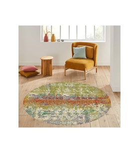 Eliana Home Baskılı, Yıkanabilir Kaymaz Taban Yuvarlak Halı LNA7177 120x120 cm (Yeşil)