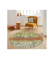 Eliana Home Baskılı, Yıkanabilir Kaymaz Taban Yuvarlak Halı LNA7177 120x120 cm (Yeşil)
