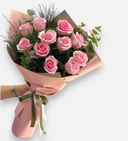 Koyu Somon Bukette 10 Pembe Gül