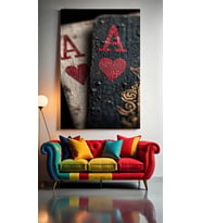 ÇİFT AS İSKAMBİL KARTLARI V1 Ev Duvar Salon Güzellik Salonu Ofis Dükkan Dekarasyon Kanvas Tablo (Çok Renkli)