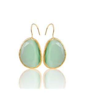 Kadir Jewellery 22 Ayar Altın Kaplama Fosil Taşlı Küpe -El İşçiliği Ve Hipoalerjenik Küpe