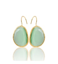 Kadir Jewellery 22 Ayar Altın Kaplama Fosil Taşlı Küpe -El İşçiliği Ve Hipoalerjenik Küpe