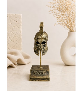 Antik Yunan Miğferi Dekoratif Biblo 20 cm – Bronz Görünümlü Masaüstü Süs