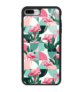 iPhone 8 Plus Retro Flamingo Duvar kağıdı Tasarımlı Glossy Telefon Kılıfı
