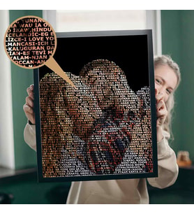 Kişiye Özel 99 Dilde Seni Seviyorum Yazılarından Oluşan Fotoğraf Çerçeveli Tablo (Sevgiliye Hediye, Sevgililer Günü Hediyesi)
