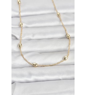 CM 14K Gold Renk Topçuklu Burgu Zincir Model 60 cm Kadın Kolye TJ-BKO10963