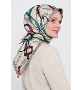 Lesscarves LS2209 Desenli Pamuk İpek Eşarp 90x90 cm