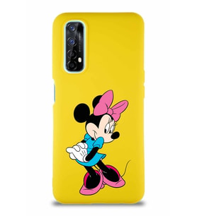 Realme 7 Soft Premier Kapak Minnie Mouse-F Tasarımlı Silikon Kılıf - Sarı (Şeffaf)