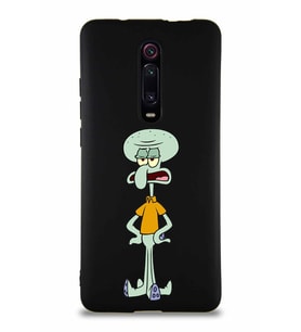 Xiaomi Redmi K20 Soft Premier Kapak Squidward Dokunaç Tasarımlı Silikon Kılıf - Siyah (Şeffaf)