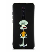 Xiaomi Redmi K20 Soft Premier Kapak Squidward Dokunaç Tasarımlı Silikon Kılıf - Siyah (Şeffaf)