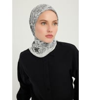 Schaless Sonsuz Aşk - Açık Vizon - Efilia Desenli Eşarp - 90x90 Cm (Gri)