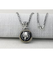 Göktürkçe Türk Yazılı Kurt Tasarımlı Kral Zincirli Ortası Dönen 925 Ayar Gümüş Kolye