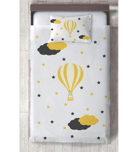 MEKTA HOME BEBEK VE ÇOCUK ODASI Uçan Balon Desenli Yatak Örtüsü