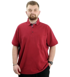 Mode XL Battal Beden Erkek Tshirt Polo Yaka Cepli Klasik Pike 20552 Bordo