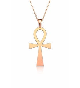 Ankh Antik Mısır Sembolü Rose Gümüş Kolye