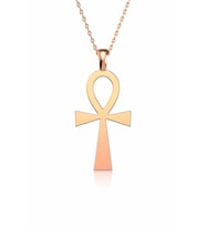 Ankh Antik Mısır Sembolü Rose Gümüş Kolye