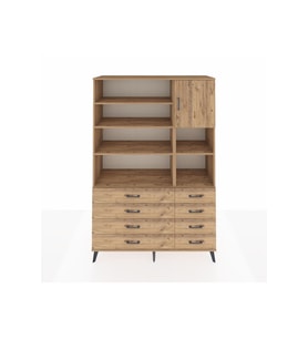 Hyperion Gardrop 8 Raflı 8 Çekmeceli Tek Kapaklı  132x44x195 Çam-Çam