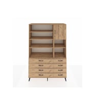 Hyperion Gardrop 8 Raflı 8 Çekmeceli Tek Kapaklı  132x44x195 Çam-Çam