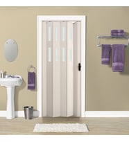 Faran Dekorasyon 130 x 215 Beyaz Renk Camlı Pvc Akordiyon Katlanır Kapı - FRNAKMODEL-58
