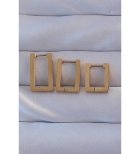316L Çelik Gold Renk Dikdörtgen Küpe Seti 5886 - SSSSSS5311-8691