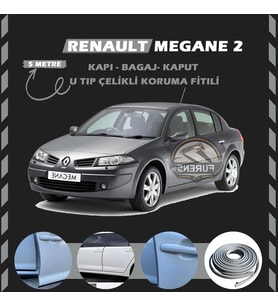 Renault Megane 2 Oto Araç Kapı Koruma Fitili 5metre Parlak Gri Renk