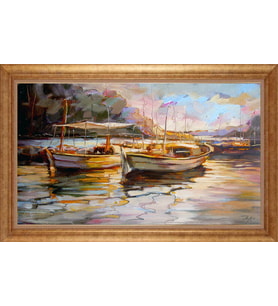 Çerçeveli Paspartulu Manzara Tablo bm1726 (Gold)