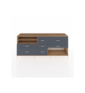 Hyperion Konsol 2 Raflı 7 Çekmeceli  220x44x99 Çam-Çam/Antrasit