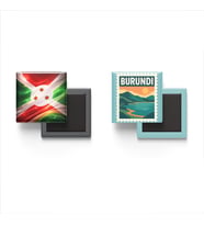 Buzdolap Magnetleri - Burundi Bayrağı ve Gitega Posta Pulu Tema - 2'li Set Magneti